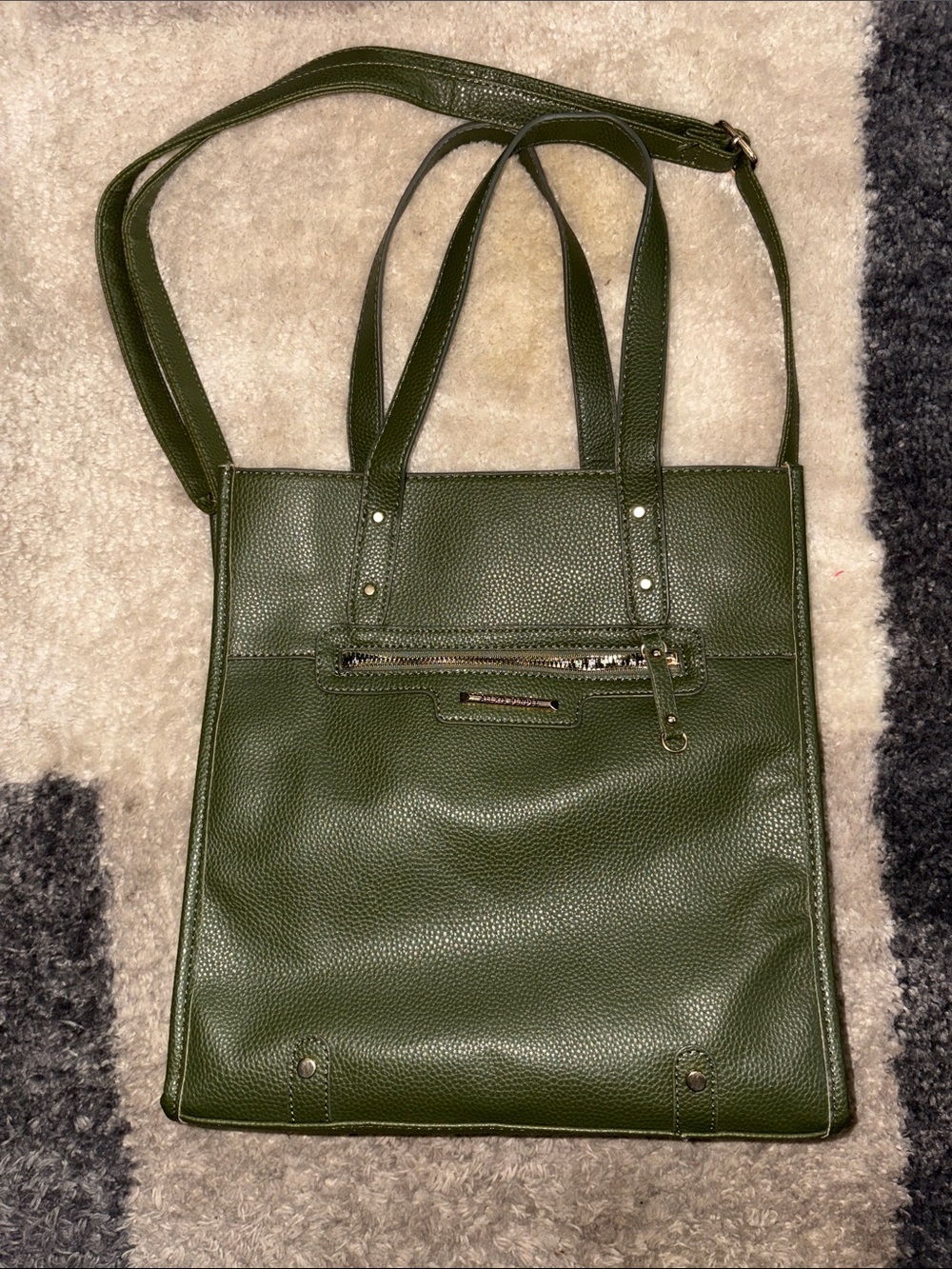 Green Tote Handbag Bag with Front Zip Pocket. ALEXIS BENDEL